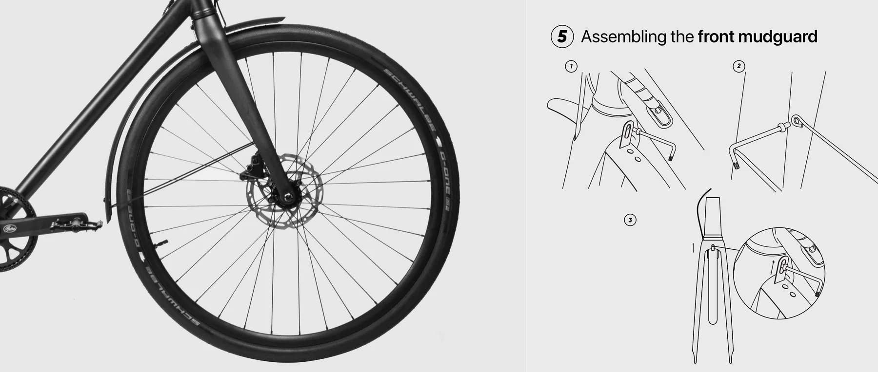 Booda Bike front mudguard assembly diagram.