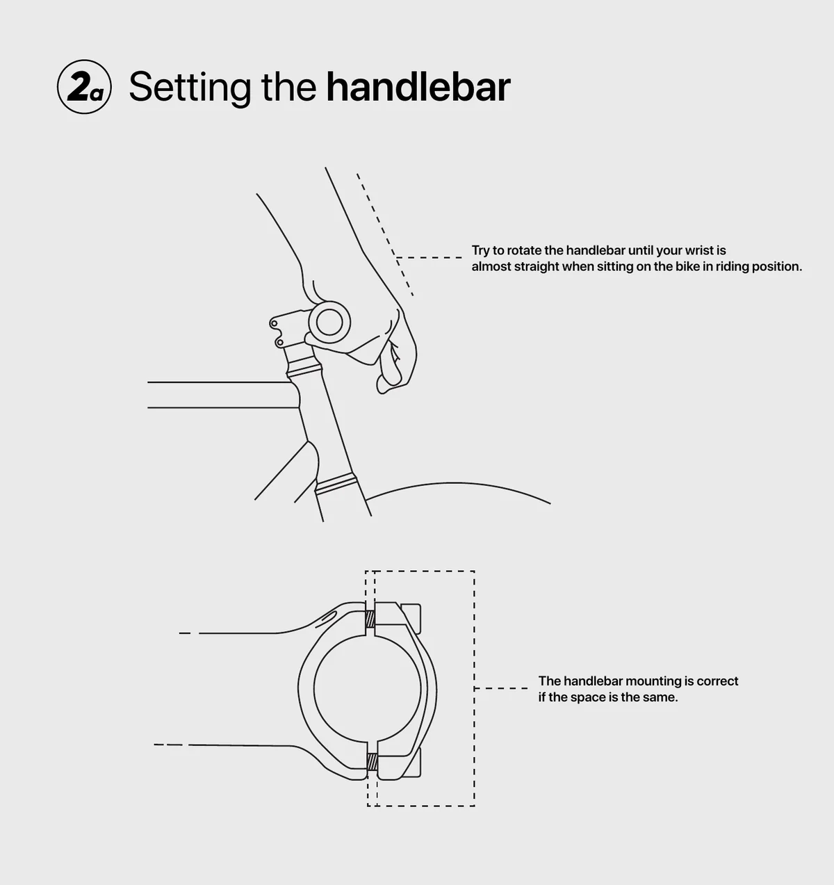 Booda Bike handlebar angle setting diagram.